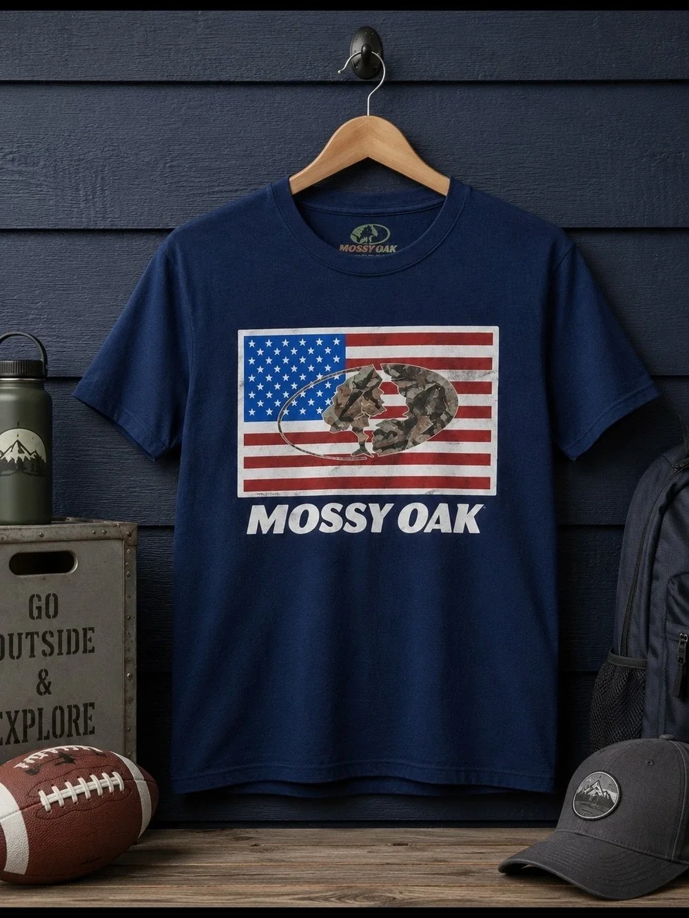 Mossy Oak Navy T-Shirt Red White Stripe